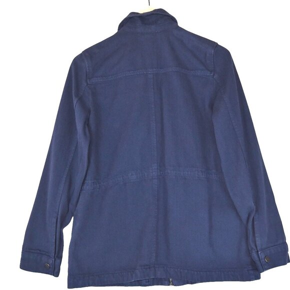 Lucky Brand Utility Jacket Blue 100% Cotton Zip Front Size M Chore Washed Canvas - Picture 3 of 7